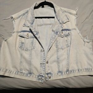 SHEIN Light Blue Denim Vest